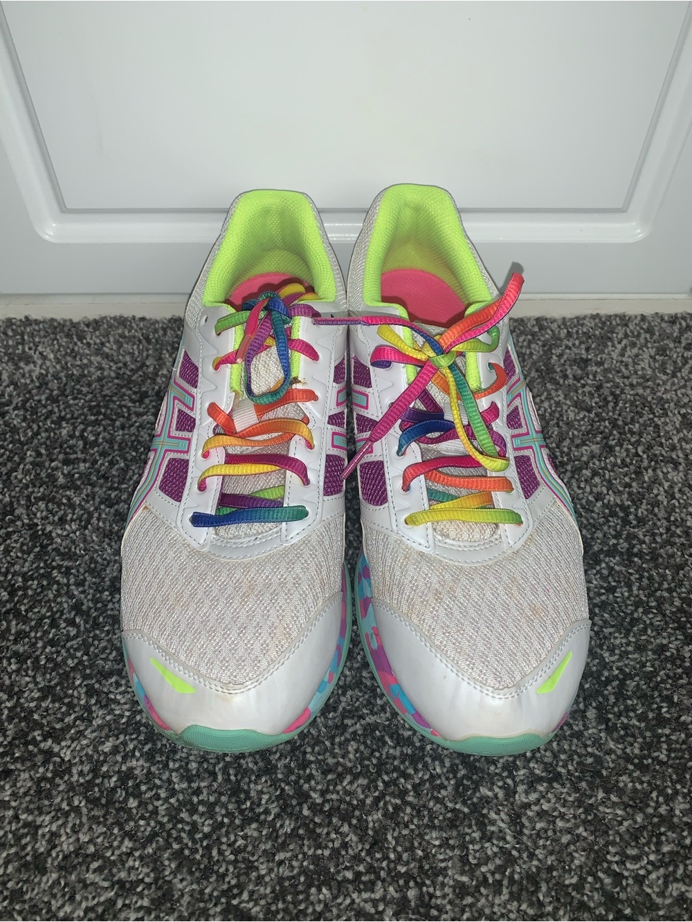 Asics White Women’s Sneakers with Rainbow Laces